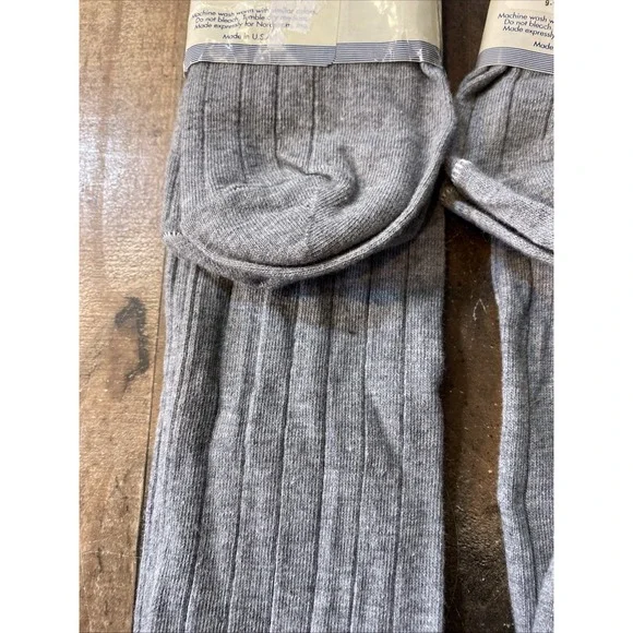 Vintage NORDSTROM Grey Ribbed Knee High Socks Set 2 Pair New Tags 9-11 Retro - Picture 11 of 15